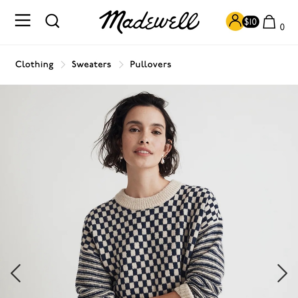EUC Madewell Crewneck Sweater in Checked Stripe